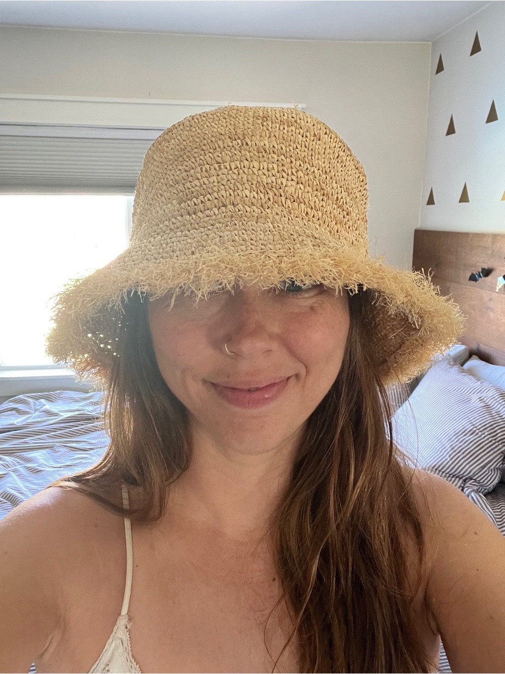 Wyeth Straw Frayed-Edge Bucket Hat - Natural
